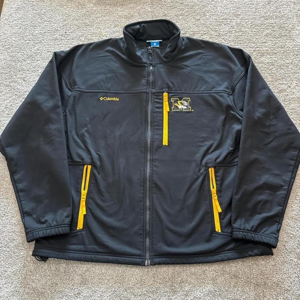 Columbia Ascender Missouri Tigers Softshell Full Zip Jacket Black XL Size